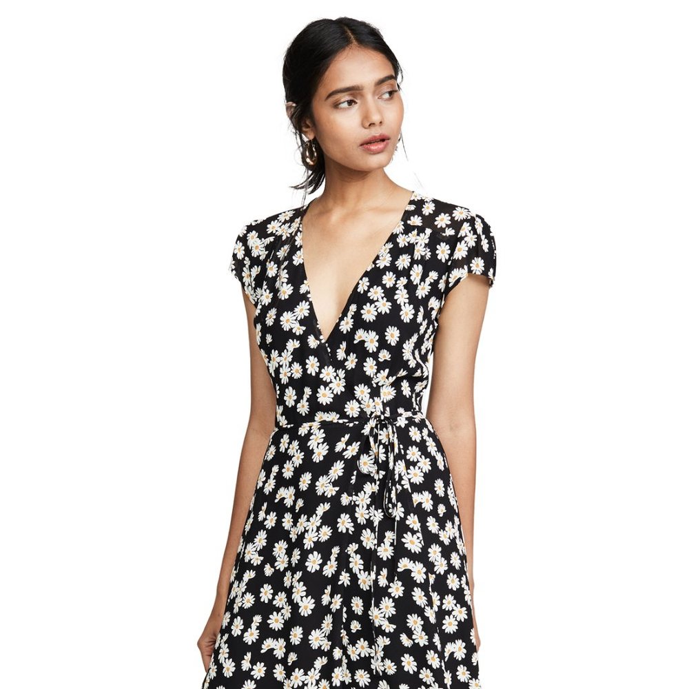 Reformation Black Floral Midi Dress